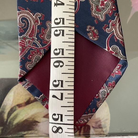 Vintage Camden Court Blue Mens One Size Paisley Blue Pointed Adjustable Tie - Picture 6 of 6